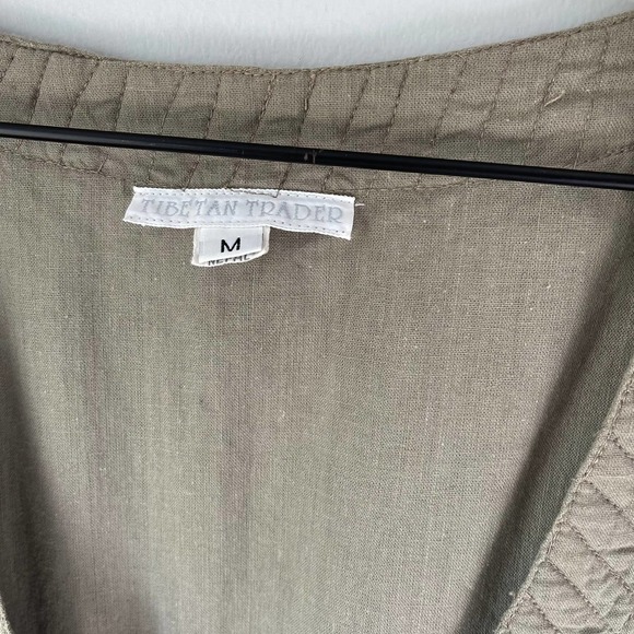 Tibetan Trader Women's 100% Cotton Olive Green Embroidered Vest Size Medium M - Picture 3 of 4